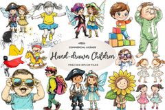 Hand Drawn Children Clipart Bundle 1 - CraftNest - Digital Crafting and Art