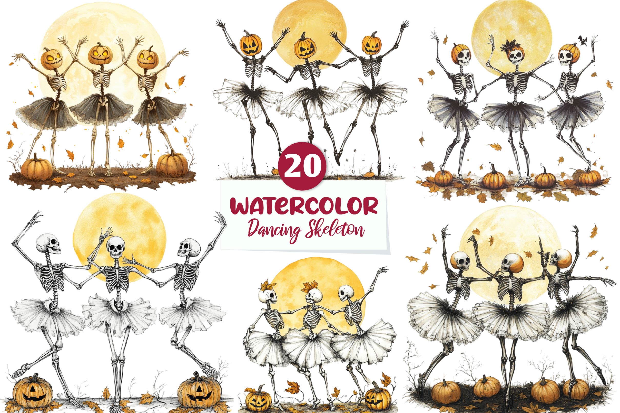 Autumn Dancing Skeleton Clipart Bundle - CraftNest - Digital Crafting and Art