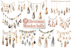 Christmas Wooden Balls Clipart Bundle - CraftNest - Digital Crafting and Art