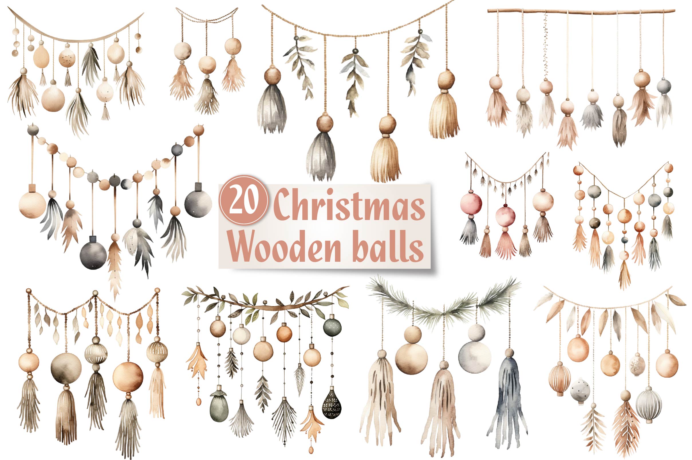 Christmas Wooden Balls Clipart Bundle - CraftNest - Digital Crafting and Art