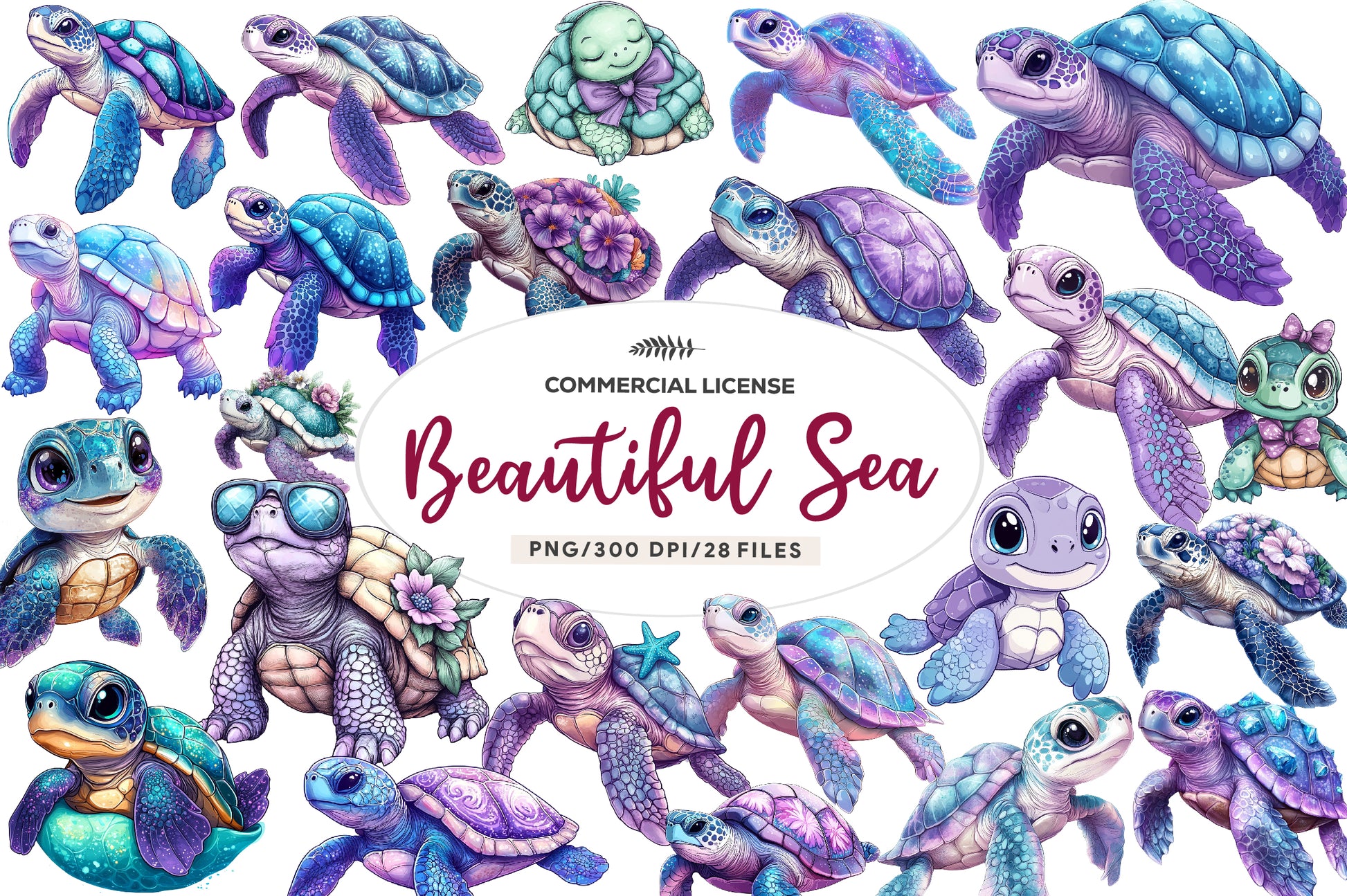 Beautiful Sea Turtles Clipart Bundle - CraftNest - Digital Crafting and Art