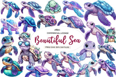 Beautiful Sea Turtles Clipart Bundle - CraftNest - Digital Crafting and Art