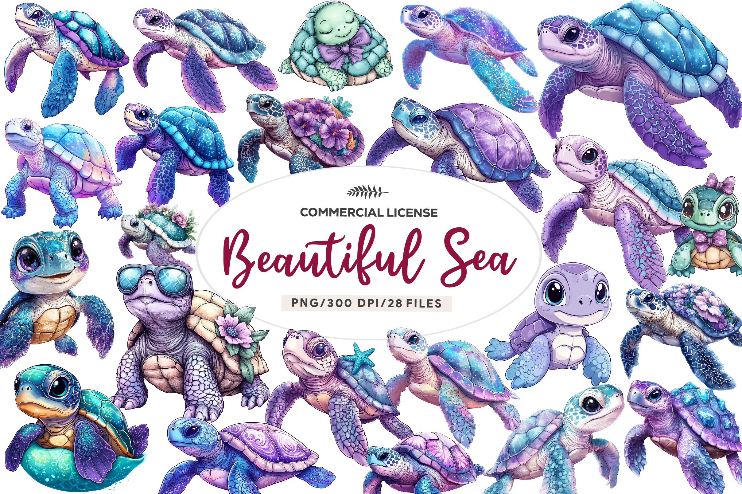Beautiful Sea Turtles Clipart Bundle - CraftNest - Digital Crafting and Art