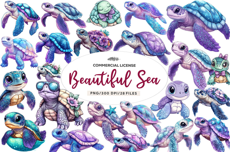 Beautiful Sea Turtles Clipart Bundle - CraftNest - Digital Crafting and Art