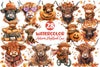 Autumn Funny Highland Cow Clipart Bundle