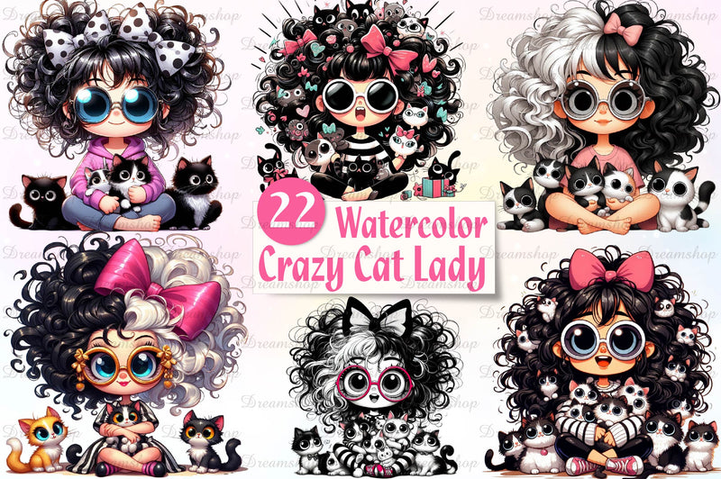 Funny Crazy Cat Lady Clipart Bundle - CraftNest - Digital Crafting and Art