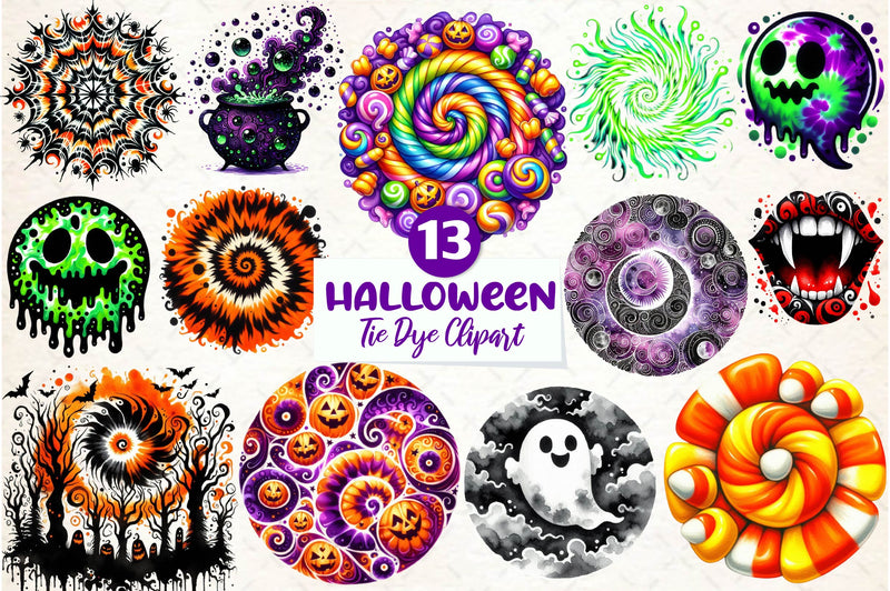 Halloween Tie Dye Clipart Bundle - CraftNest - Digital Crafting and Art