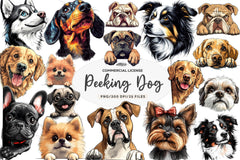 Peeking Around Corner Dog Clipart Bundle - CraftNest - Digital Crafting and Art