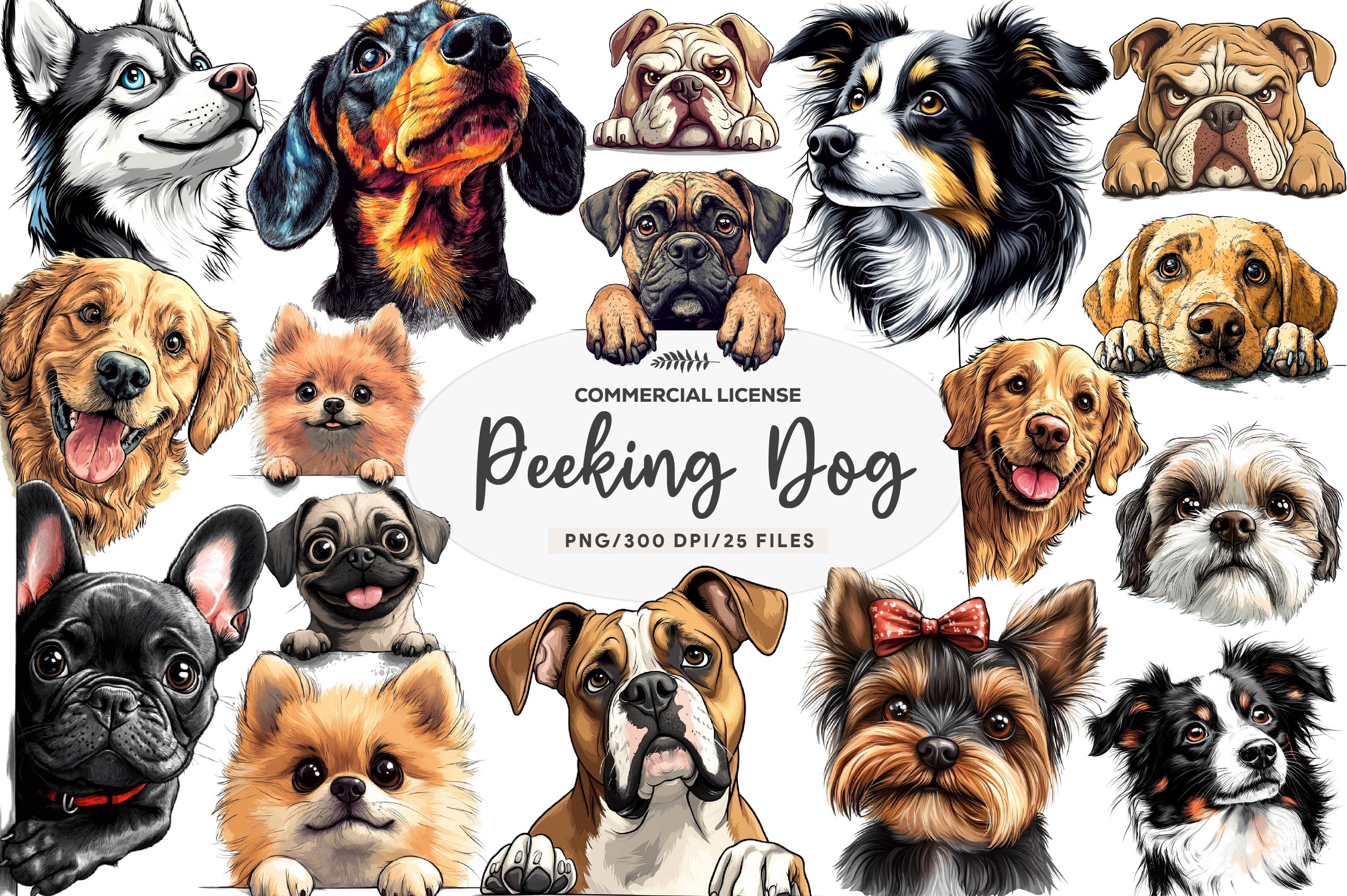 Peeking Around Corner Dog Clipart Bundle - CraftNest - Digital Crafting and Art