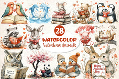 Valentines Animals Love Reading Clipart Bundle - CraftNest - Digital Crafting and Art