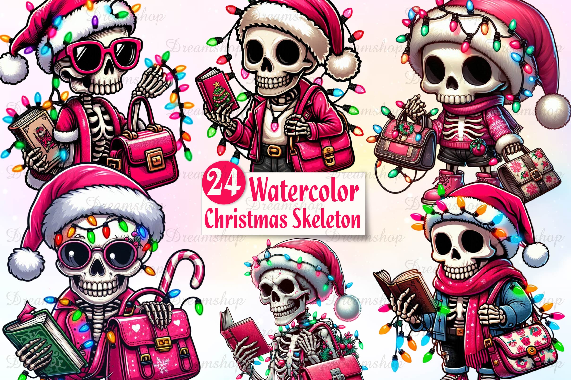 Cute Christmas Skeleton Clipart Bundle - CraftNest - Digital Crafting and Art