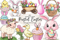 Cute Pastel Easter Clipart Bundle - CraftNest - Digital Crafting and Art