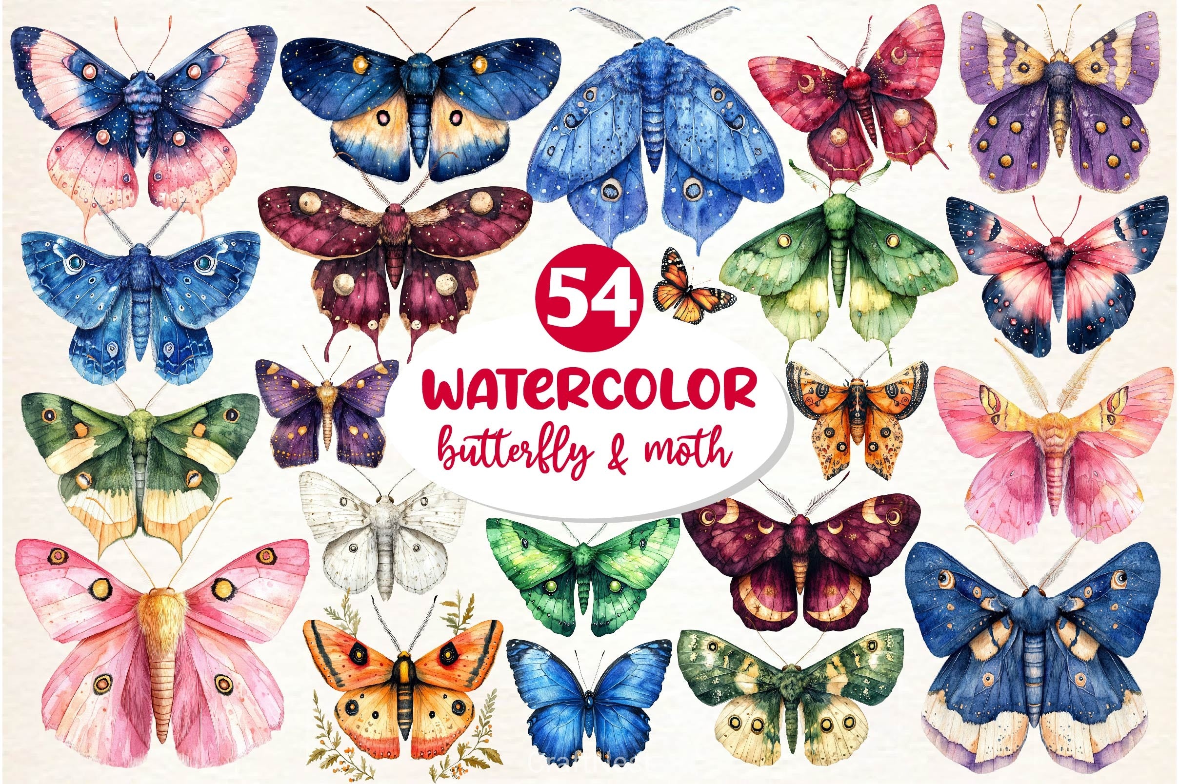 Insects Butterfly & Moth Clipart Bundle - CraftNest - Digital Crafting and Art