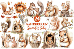 Squirrel Baby Clipart Bundle 2 - CraftNest - Digital Crafting and Art
