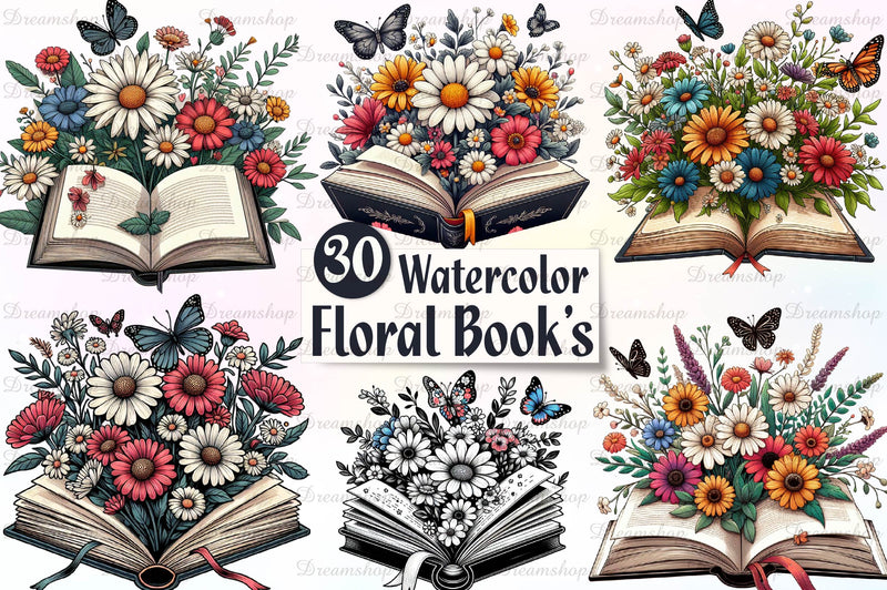 Floral Book Clipart Bundle - CraftNest - Digital Crafting and Art