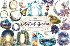 Magical Celestial Garden Clipart Bundle - CraftNest - Digital Crafting and Art