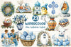 Blue Santorini Easter Day Clipart Bundle 4
