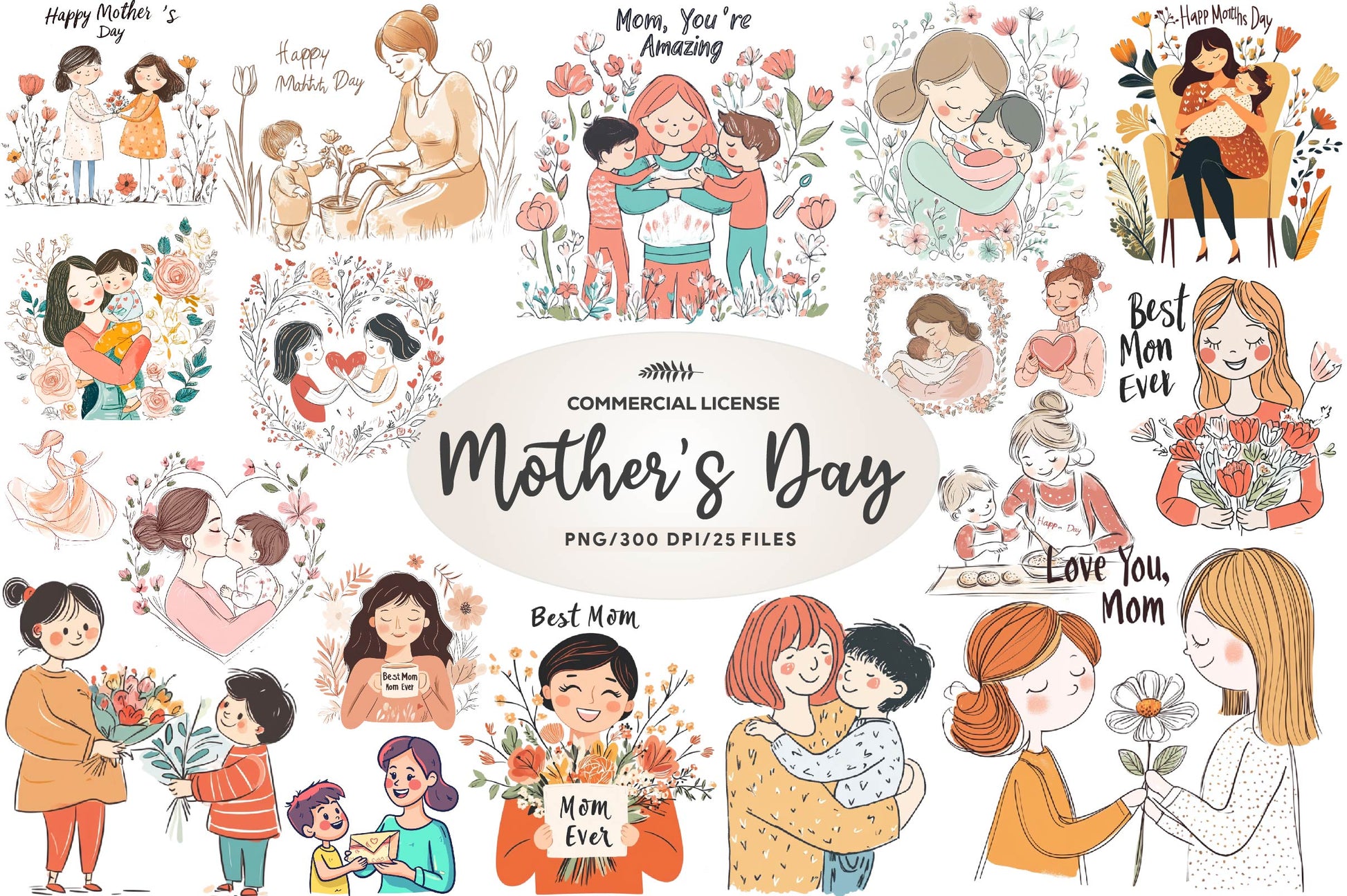 Happy Mothers Day Clipart Bundle - CraftNest - Digital Crafting and Art