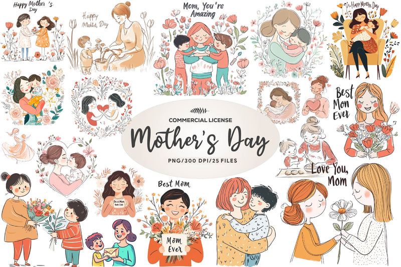 Happy Mothers Day Clipart Bundle - CraftNest - Digital Crafting and Art
