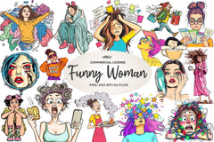 Funny Woman Clipart Bundle - CraftNest - Digital Crafting and Art