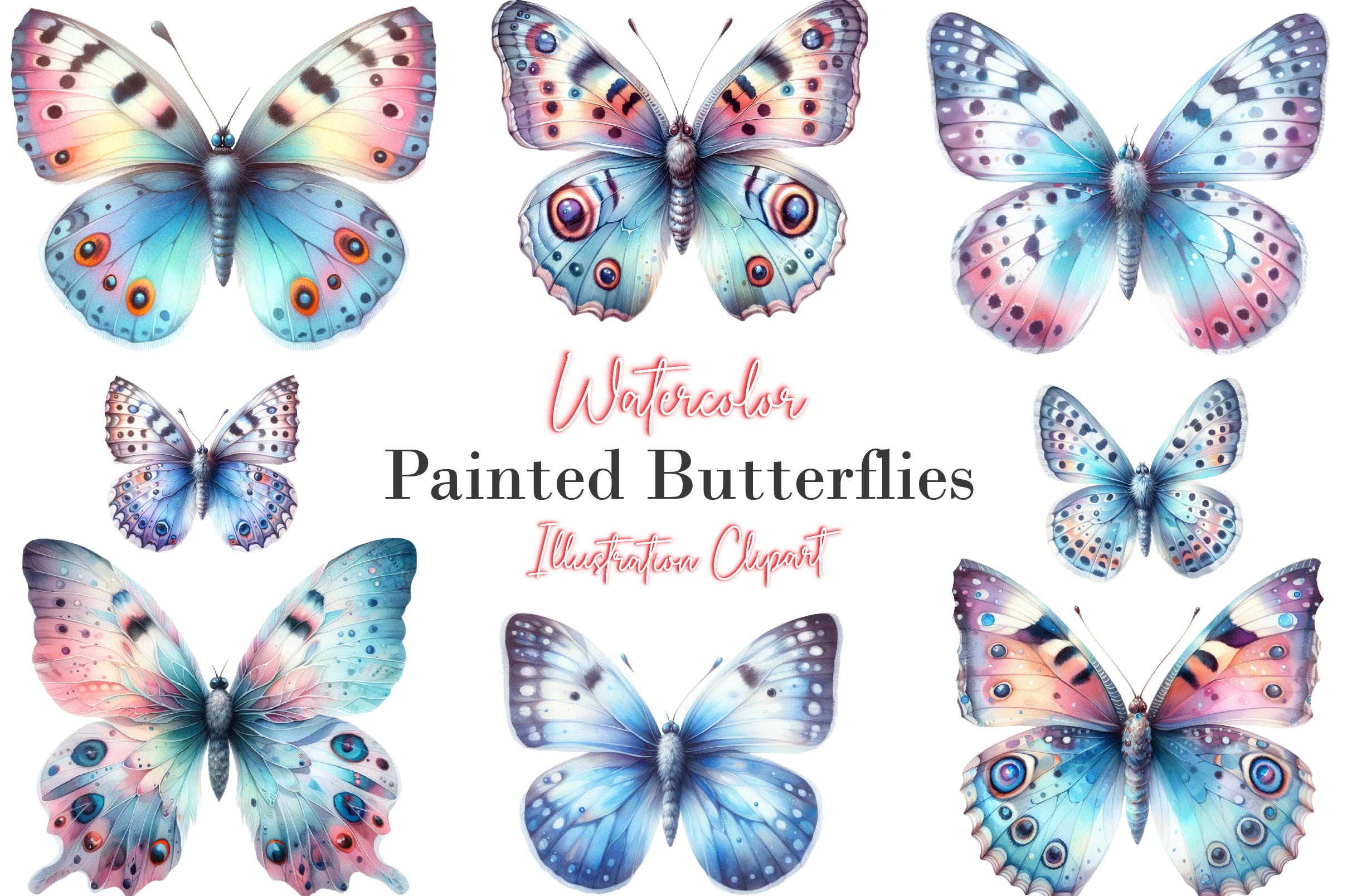 Painted Butterflies Clipart Bundle - CraftNest - Digital Crafting and Art