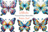 Stained Glass Butterflies Clipart Bundle