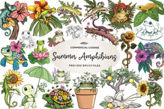 Botanical Summer Amphibians & Reptiles Clipart Bundle - CraftNest - Digital Crafting and Art