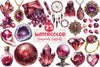 Burgundy Crystals And Gems Clipart Bundle