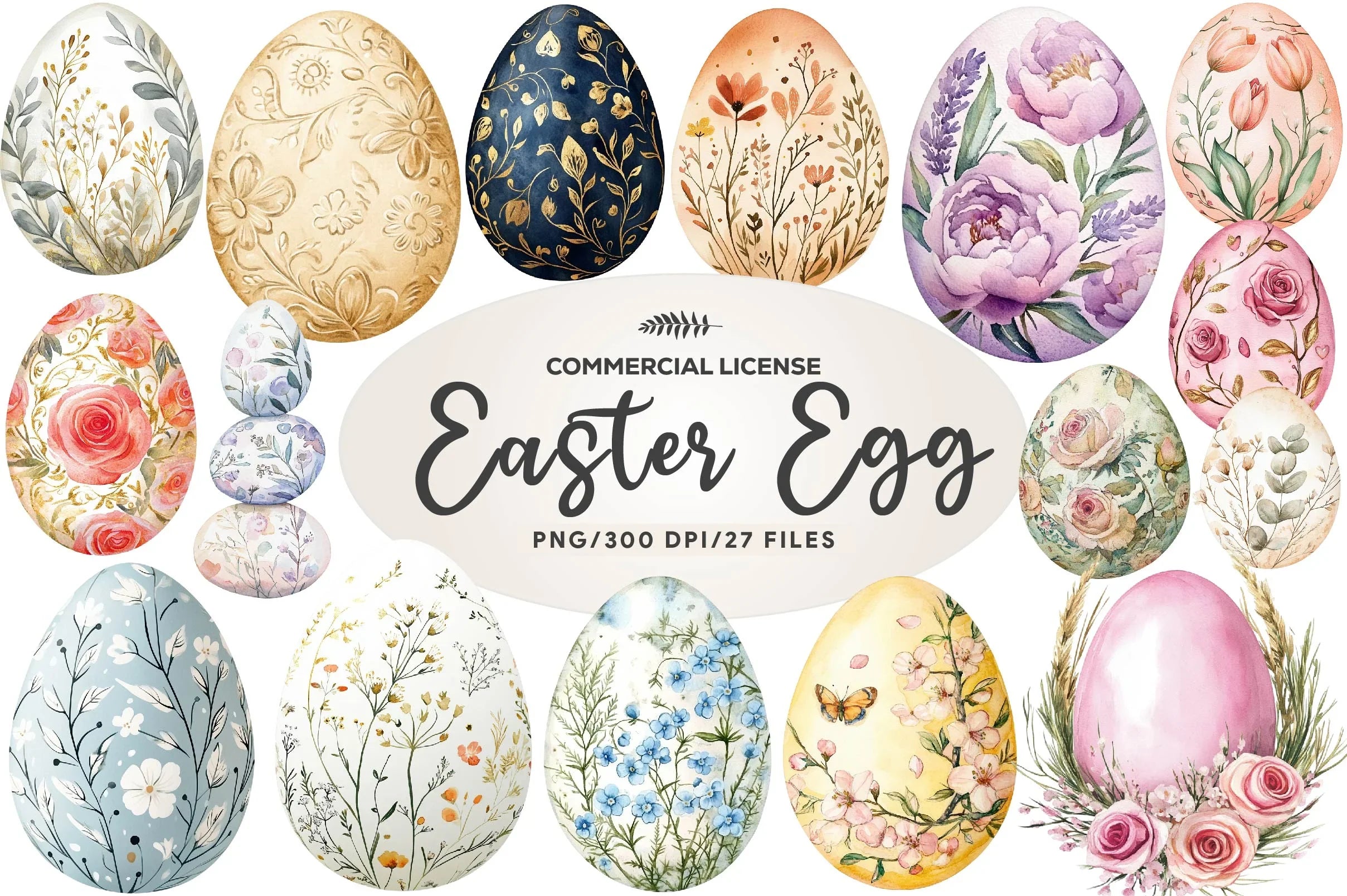 Floral Easter Egg Clipart Bundle - CraftNest - Digital Crafting and Art