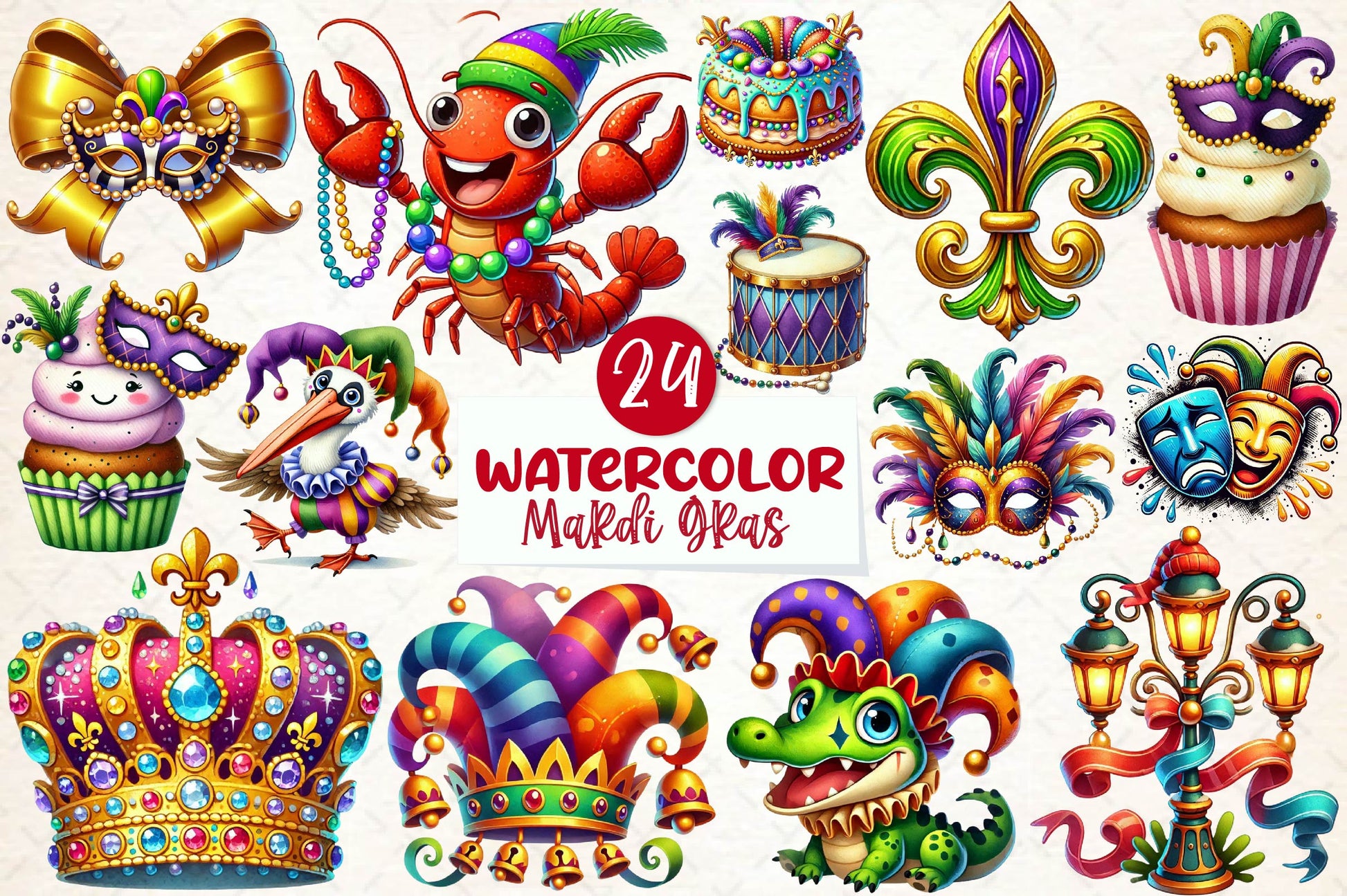Mardi Gras Clipart Bundle 1 - CraftNest - Digital Crafting and Art