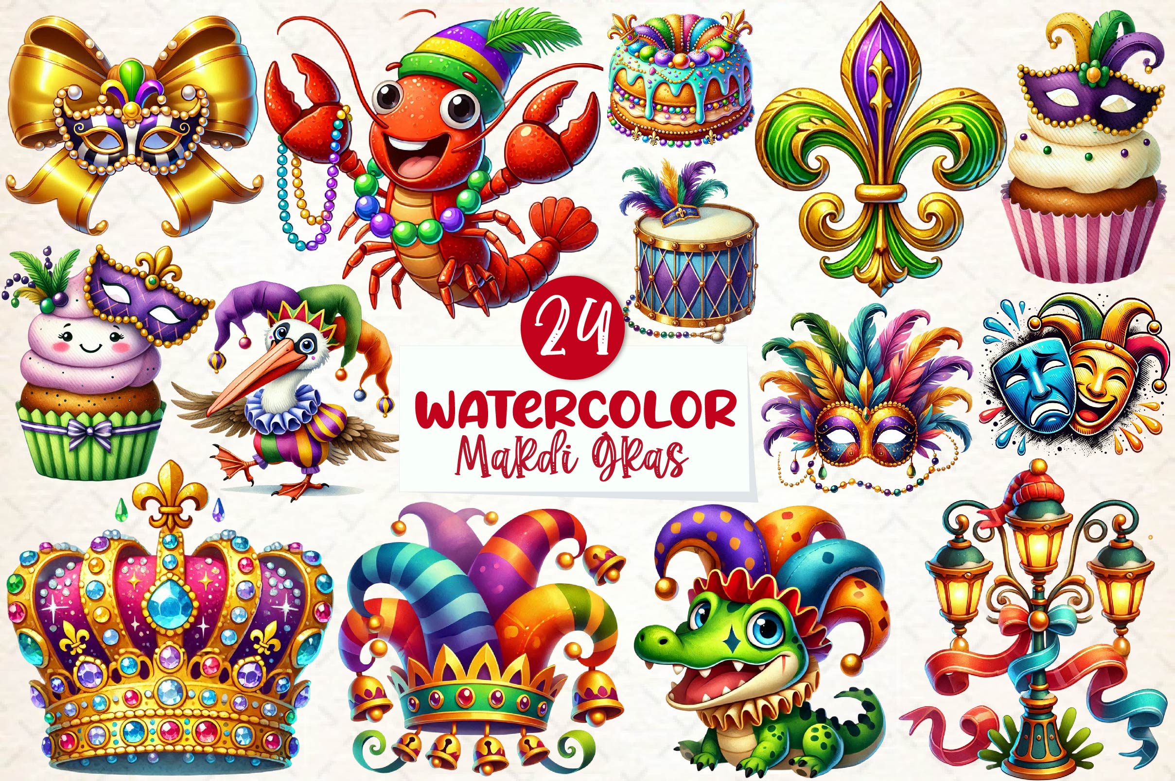 Mardi Gras Clipart Bundle 1 - CraftNest - Digital Crafting and Art