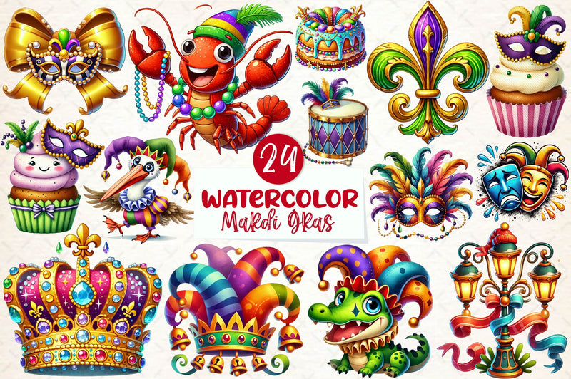Mardi Gras Clipart Bundle 1 - CraftNest - Digital Crafting and Art