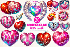 Valentines Day Disco Heart Clipart Bundle - CraftNest - Digital Crafting and Art