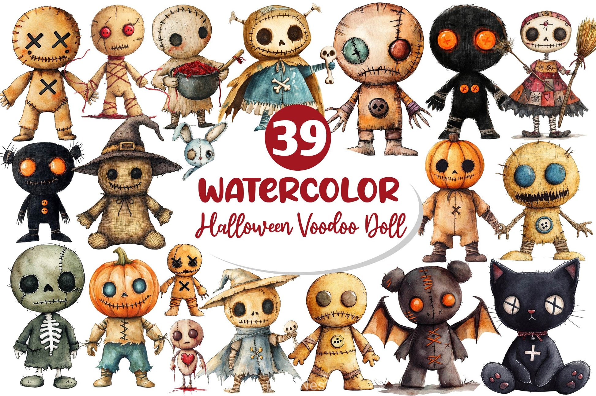 Halloween Voodoo Doll Clipart Bundle 2 - CraftNest - Digital Crafting and Art