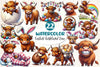 Easter Highland Cow Clipart Bundle