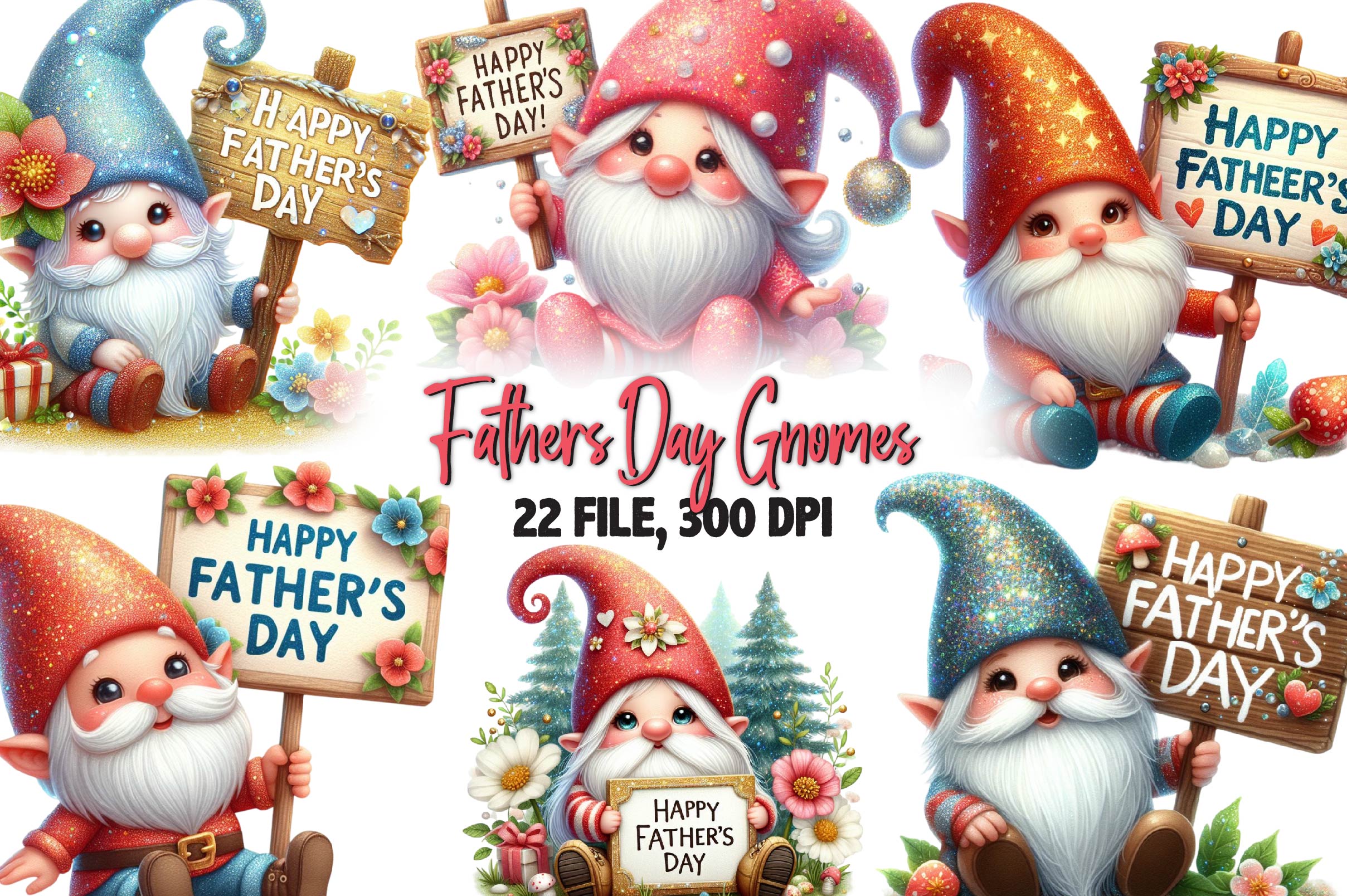 Happy Fathers Day Gnomes Clipart Bundle - CraftNest - Digital Crafting and Art
