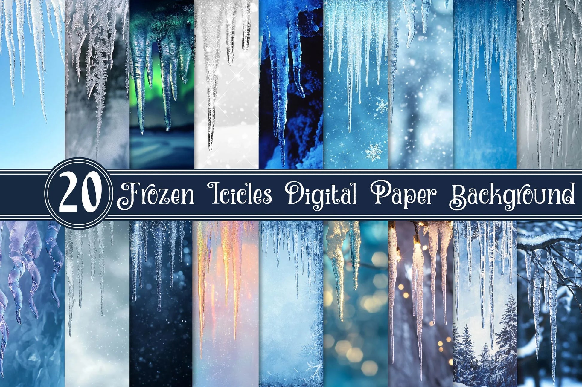 Frozen Icicles Digital Paper - CraftNest - Digital Crafting and Art