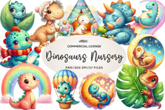 Dinosaurs Nursery Decor Clipart Bundle - CraftNest - Digital Crafting and Art