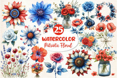 Patriotic Floral Clipart Bundle - CraftNest - Digital Crafting and Art