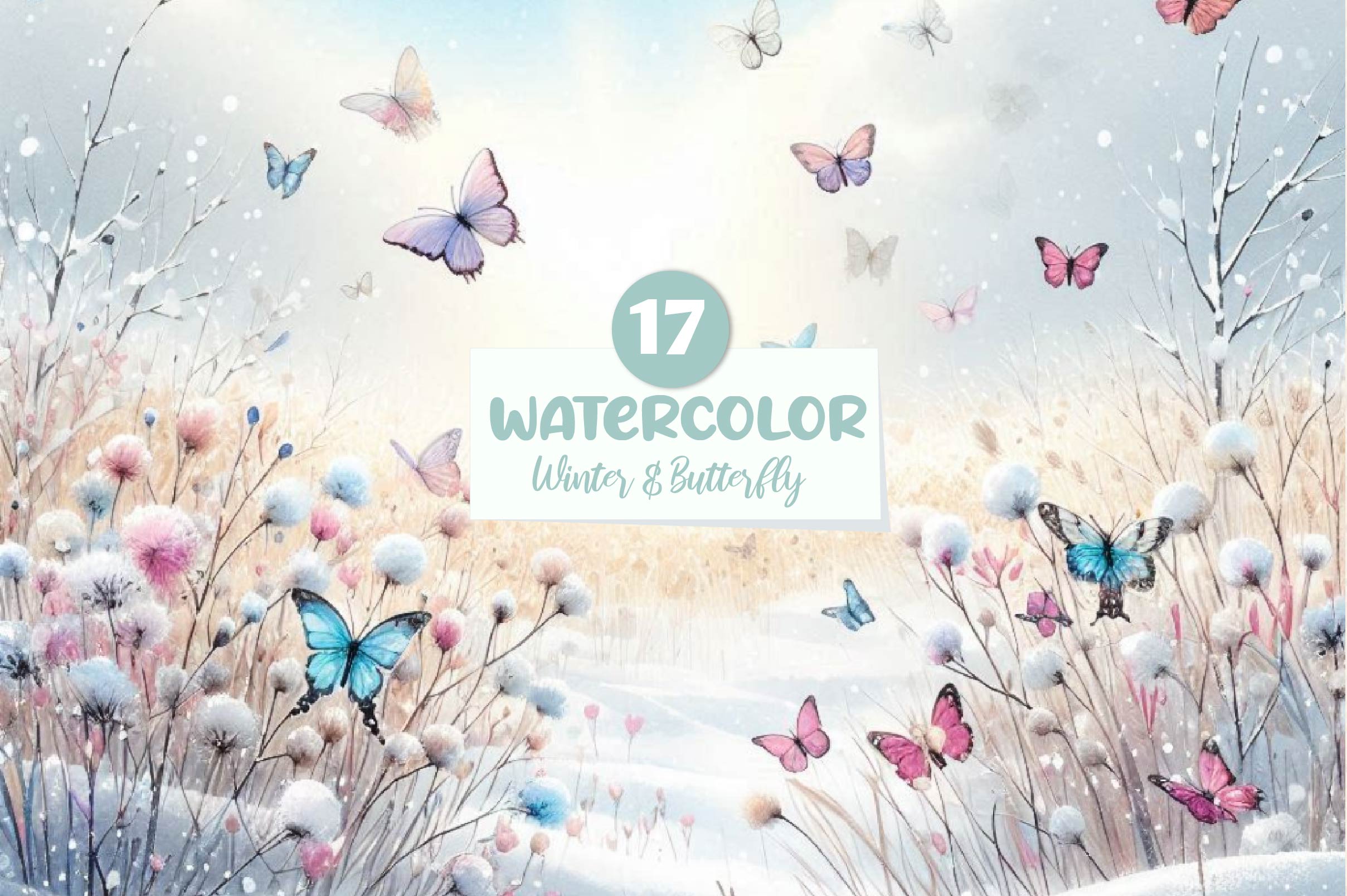 Winter & Butterfly Clipart Bundle - CraftNest - Digital Crafting and Art