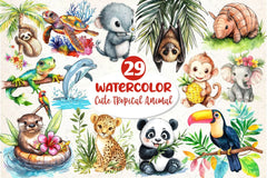 Cute Tropical Animal Clipart Bundle - CraftNest - Digital Crafting and Art