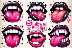 Halloween Bad Witch Lips Clipart Bundle - CraftNest - Digital Crafting and Art