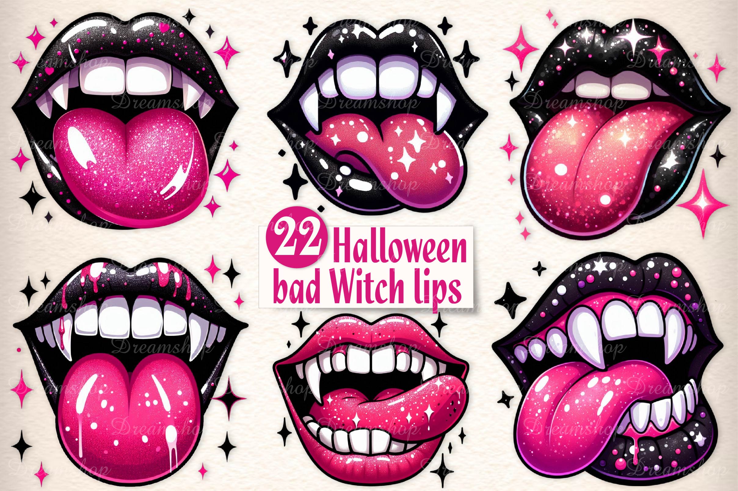 Halloween Bad Witch Lips Clipart Bundle - CraftNest - Digital Crafting and Art