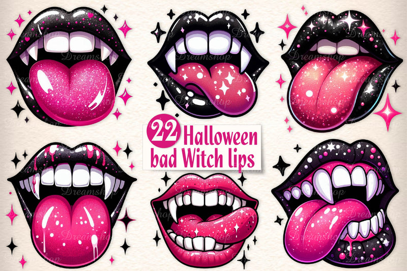 Halloween Bad Witch Lips Clipart Bundle - CraftNest - Digital Crafting and Art