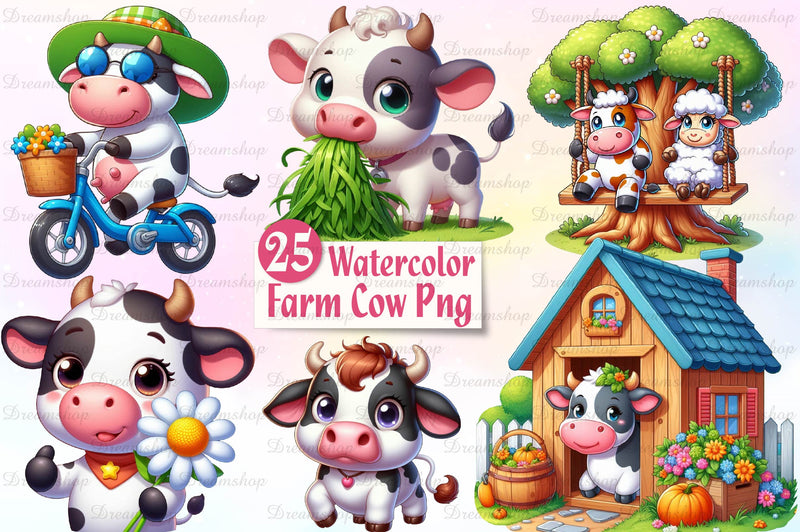 Cute Farm Cows Clipart Bundle - CraftNest - Digital Crafting and Art