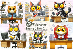 Funny Office Cat Clipart Bundle - CraftNest - Digital Crafting and Art