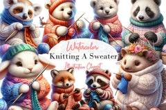 Animal Knitting A Sweater Clipart Bundle - CraftNest - Digital Crafting and Art