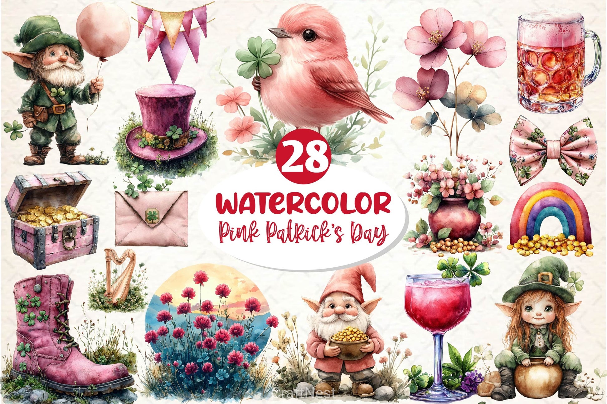 Pink Patricks Day Clipart Bundle - CraftNest - Digital Crafting and Art