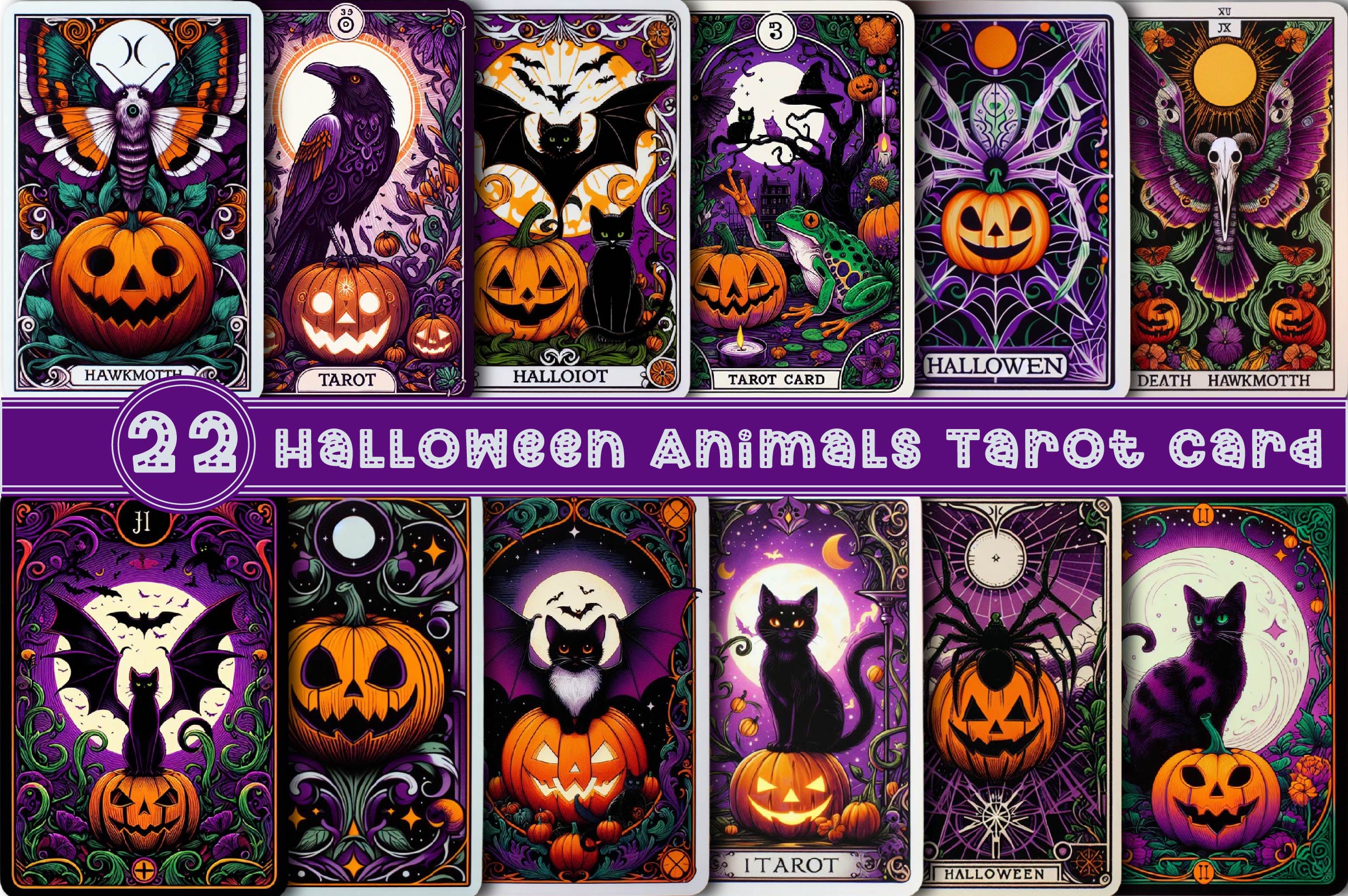 Halloween Animals Tarot Card Clipart Bundle - CraftNest - Digital Crafting and Art