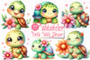 Turtle With A Flower Clipart Bundle